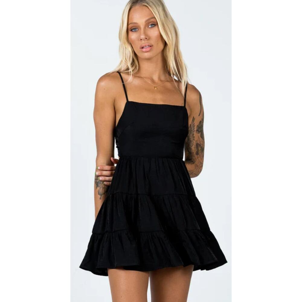 Princess Polly black tiered open back mini dress